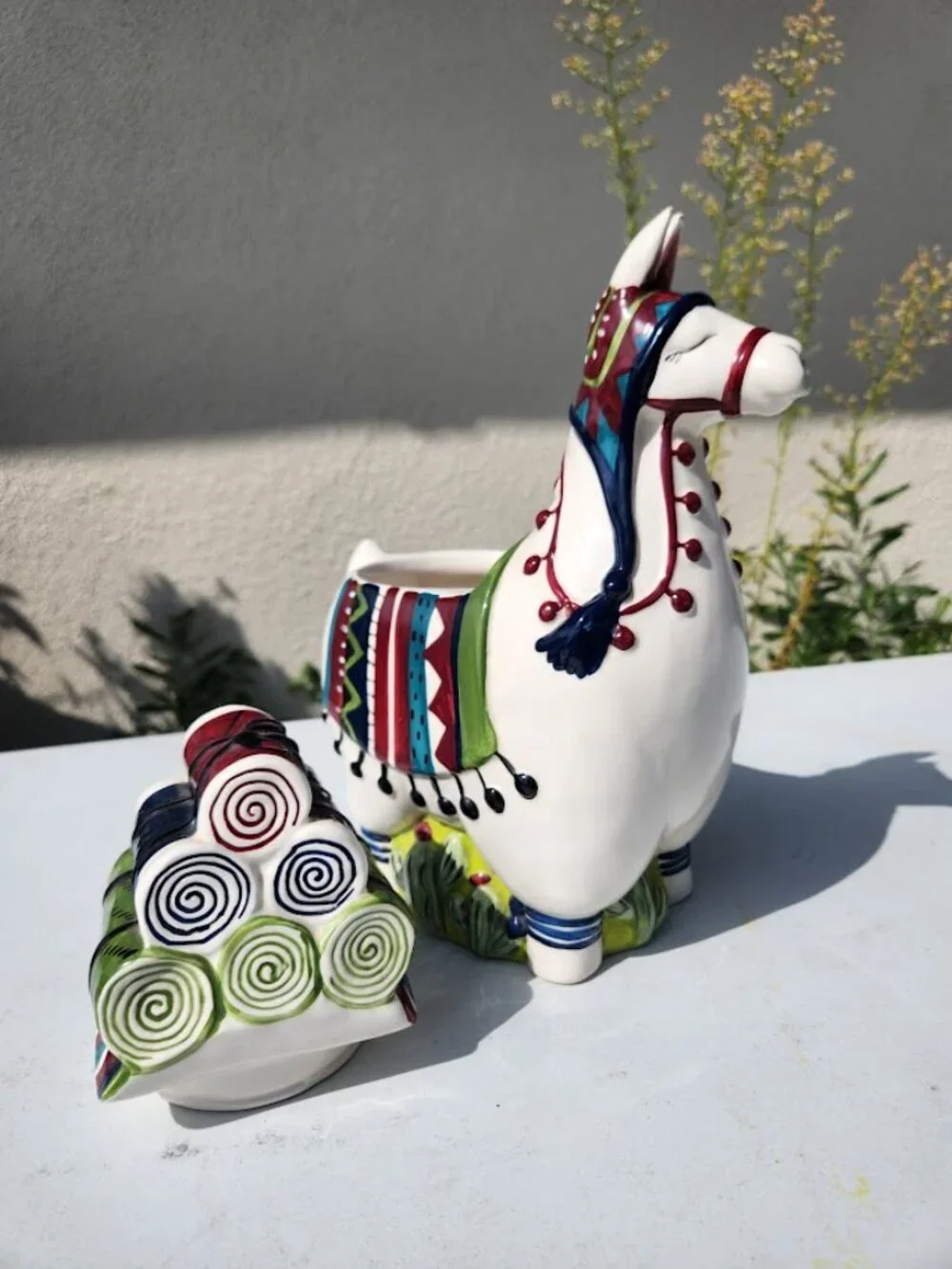 Blue Sky Ceramic Llama Alpaca Cookie Jar Kitchen Decor Decorations 11.5